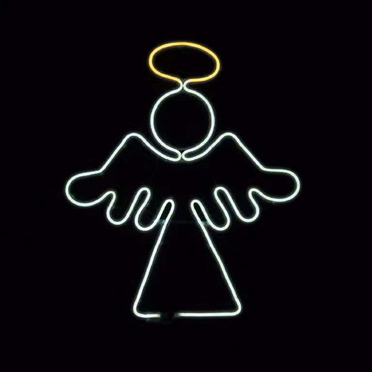 Decorazione natalizia esterna illuminata ACA, angelo, con 350 LED neon doppi, 3 metri, luce bianco caldo e bianco freddo, grado di protezione IP65, dimensioni 560x640mm, cavo di alimentazione da 1,5 metri, codice prodotto X083501123
