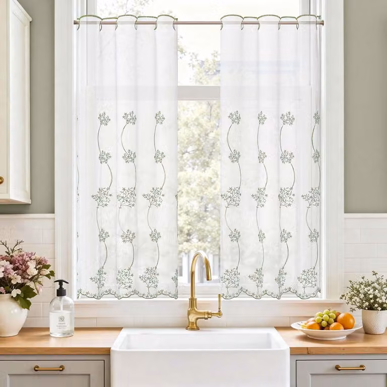 Tende a rete - Set di 2 tende trasparenti da bistrot, dimensioni 65 x 115 cm