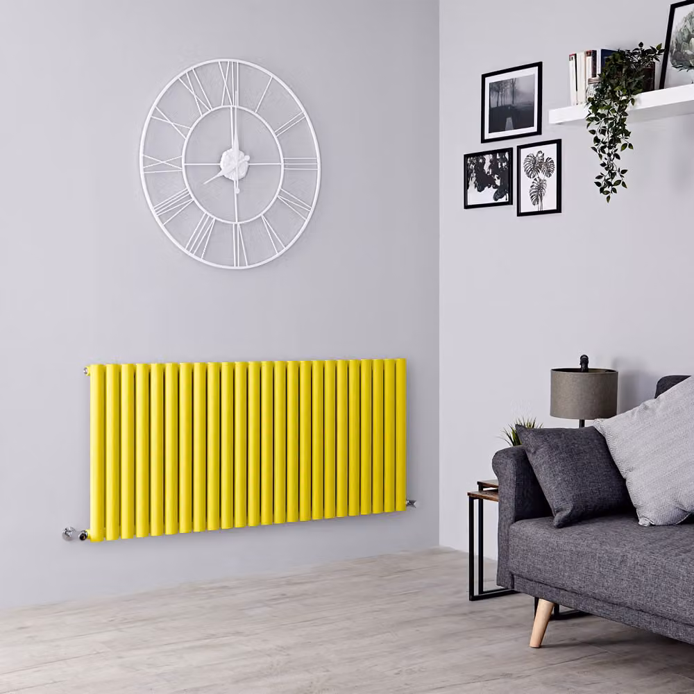 Radiatore di Design Orizzontale  Giallo (Dandelion Giallo) -  635mm x 1416mm  - Pannello Singolo  - Revive