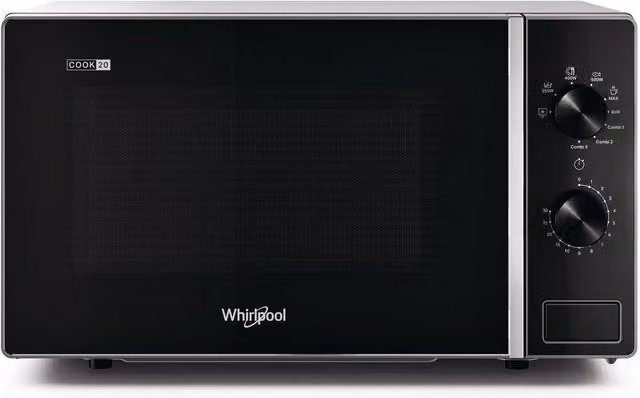 Microonde Whirlpool Mwp 103 Sb con Grill, 20 Litri, 700 W, Nero e Argento, L: 45,2 cm, P: 37,8 cm, H: 26,2 cm – 1