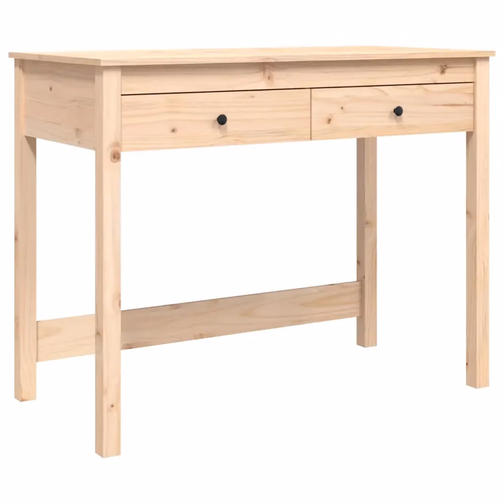 Scrivania moderna vidaXL in legno di pino non trattato, L: 100 cm, P: 50 cm, H: 78 cm – 2