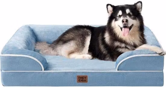 Cuccia ortopedica per cani di taglia grande, 132 x 104 x 20 cm, cuscino per cani XXL in materiale traspirante, lavabile, impermeabile e antiscivolo, cuccia con bordi alti, azzurro