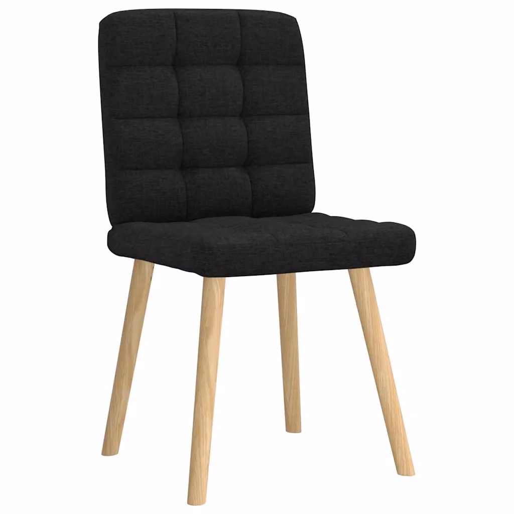 Set di 4 sedie da pranzo vidaXL in tessuto nero con struttura in legno di gomma e metallo per cucina e soggiorno – 2