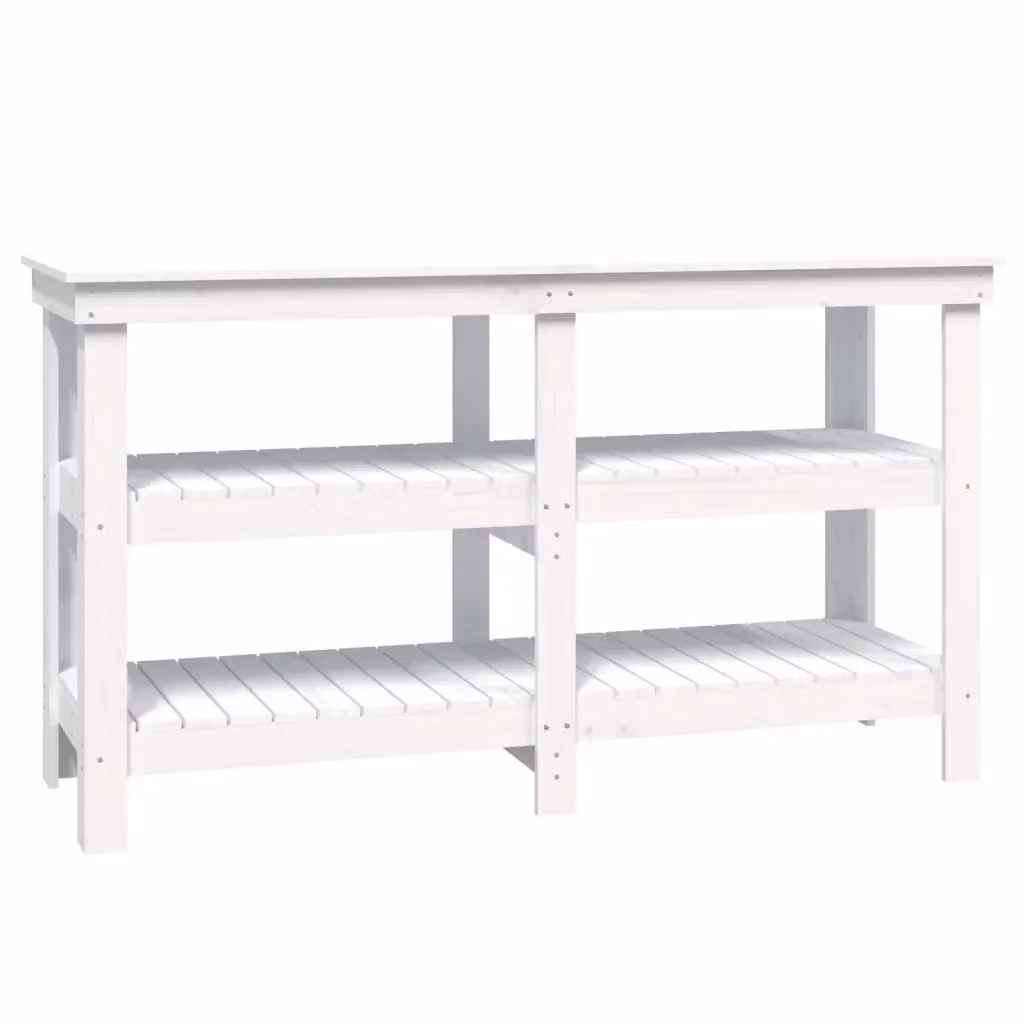 Banco da lavoro con scaffale vidaXL Bianco L: 142,4 cm, P: 50 cm, H: 80 cm – 2