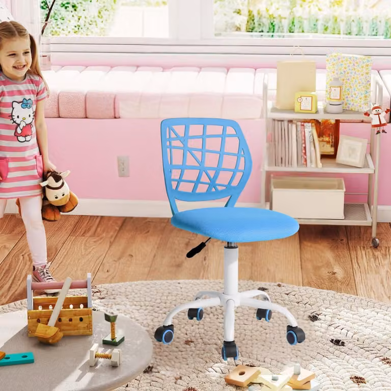 Sedia da scrivania per bambini FurnitureR, sedia girevole regolabile in altezza con piccolo schienale