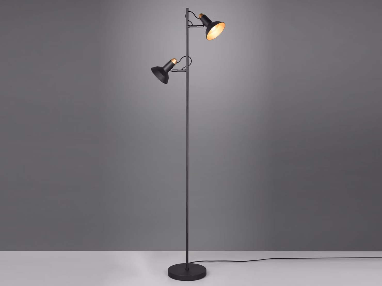 Lampada da terra 2 fiamme in metallo nero/oro