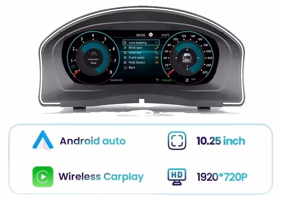 Cruscotto digitale, display HD, connettività wireless, per Golf MK5