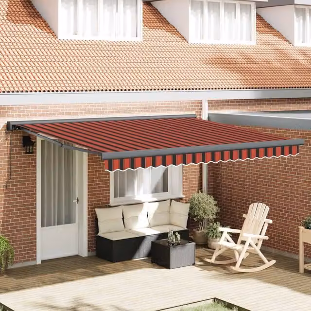 Tenda retrattile Rosso e Nero 350 x 250 cm Tessuto e Alluminio 3330230