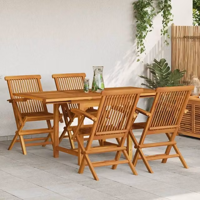 Set da pranzo da giardino vidaXL in legno di teak marrone composto da 5 pezzi