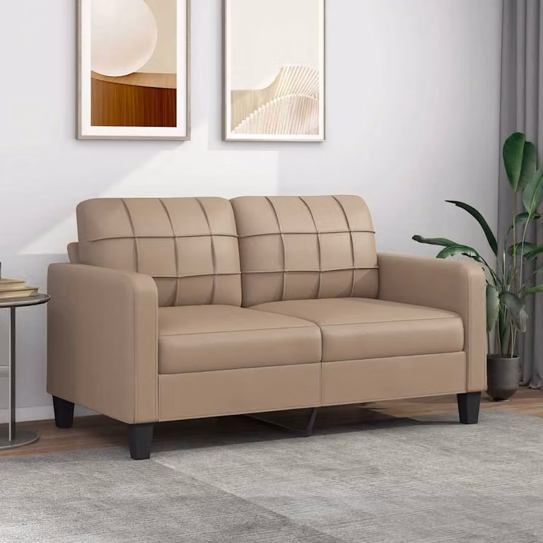 Divano a 2 posti moderno vidaXL in similpelle beige o marrone con struttura in metallo per il tuo soggiorno