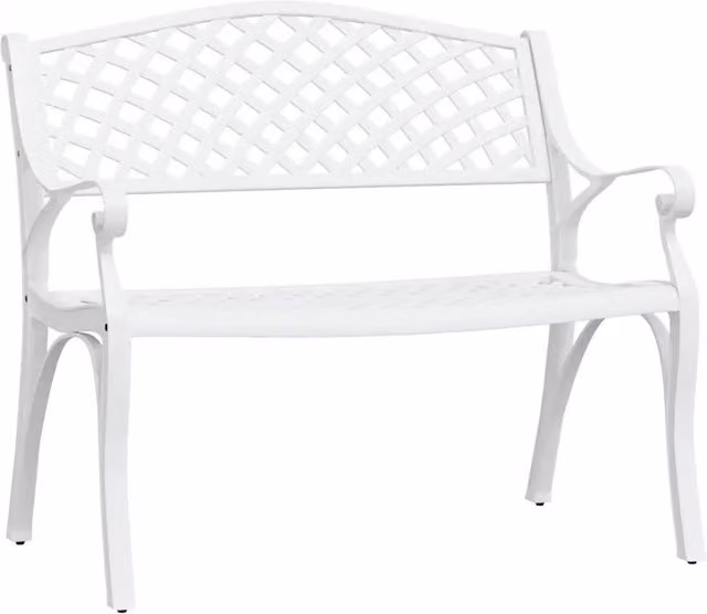 Panchina da Giardino | Panca da Giardino 102 cm in Alluminio Pressofuso Bianco