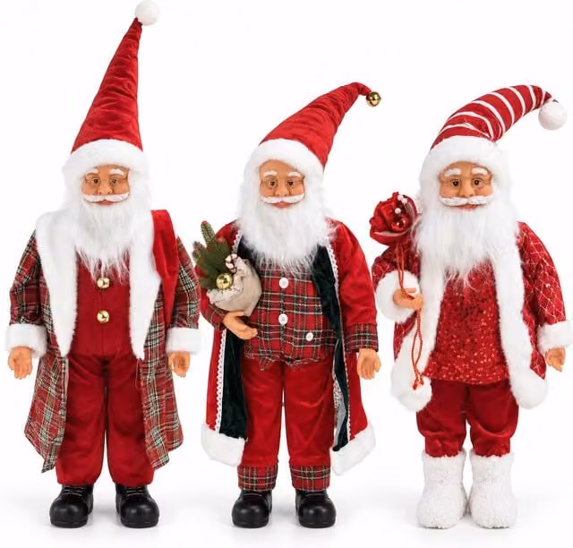 Statua decorativa di Babbo Natale con luci e musica Saint Joy, ornamento natalizio multicolore a batteria, Altezza: 65-95-120 cm