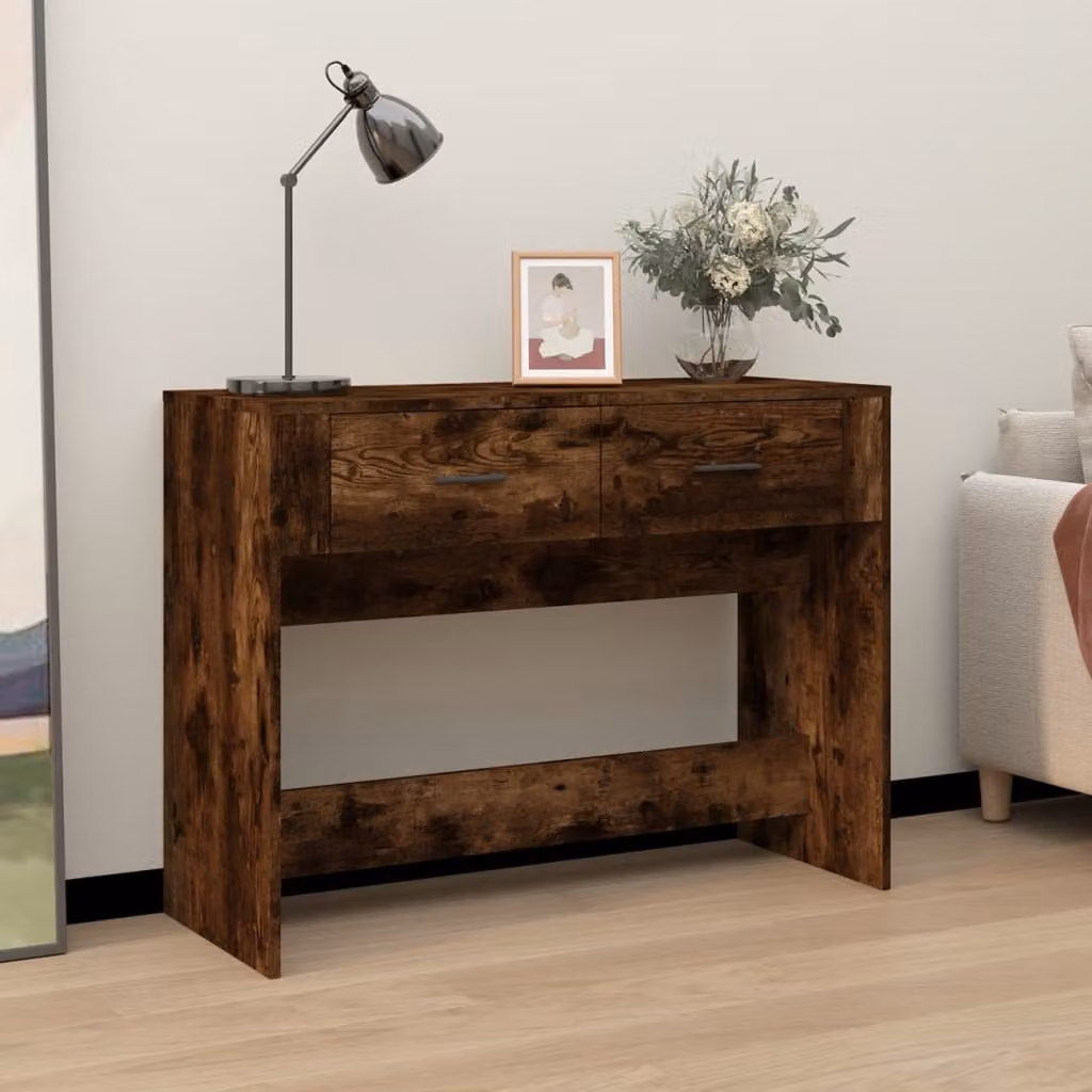 vidaXL Tavolo Consolle Moderno in Legno Rovere Fumo L: 100 cm, P: 39 cm, H: 75 cm