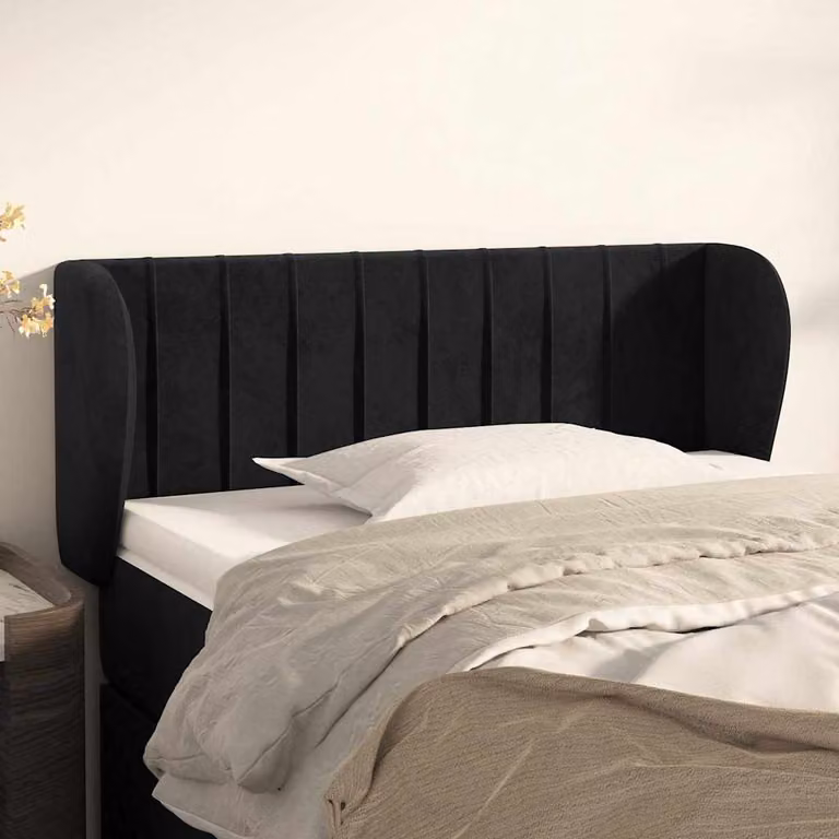 Testiera ad orecchio vidaXL in velluto nero L: 83 cm, P: 23 cm, H: 78/88 cm