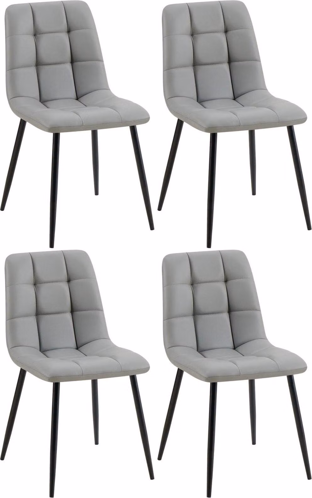 set di 4 sedie da pranzo - Pelle finta - Design di facile manutenzione | Colore: grigio chiaro