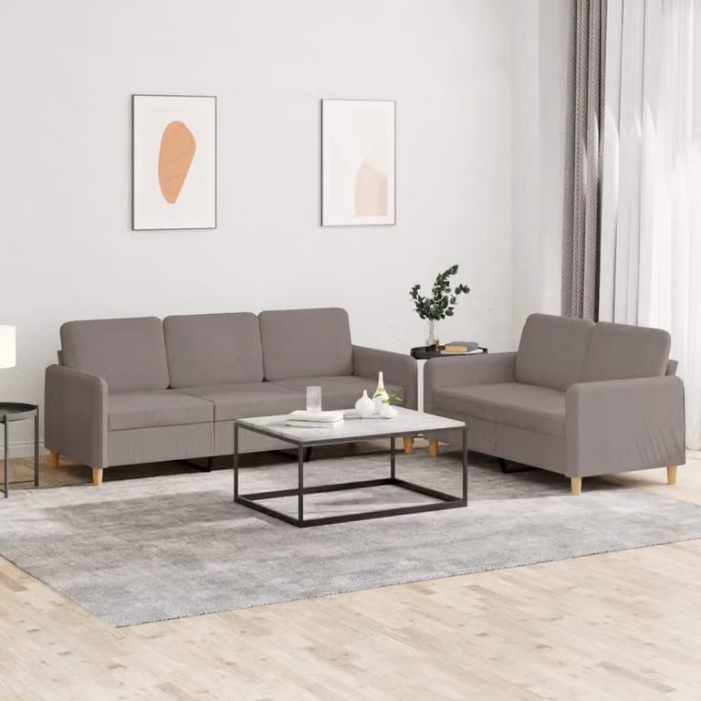 Maison Exclusive - Set divano a 2 posti con cuscini in tessuto color taupe