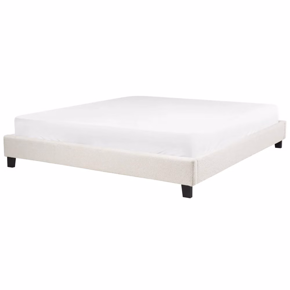 Letto Beliani in bouclé beige con rete a doghe senza testiera L/P: 180 x 200 cm – 2