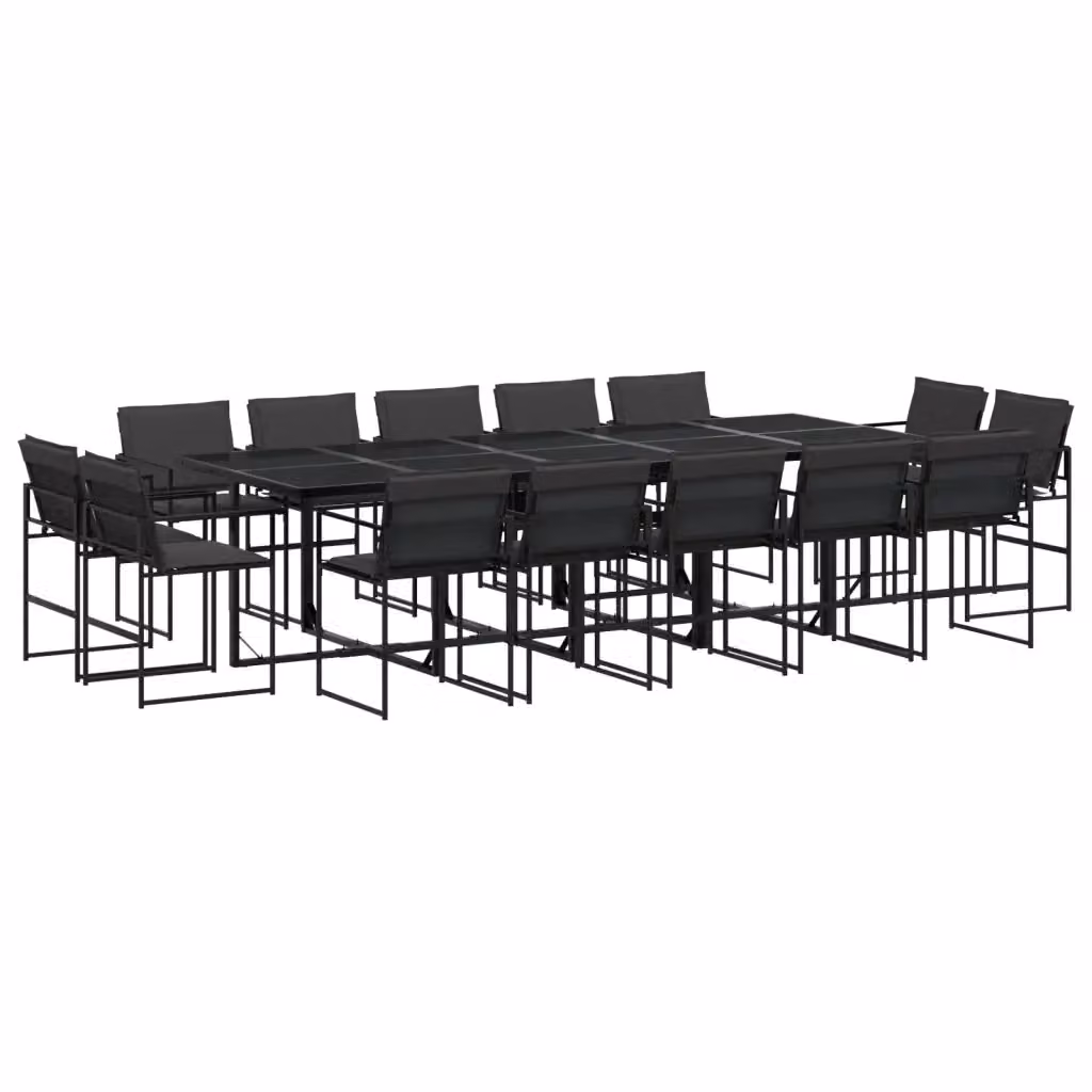 vidaXL Set da Pranzo da Giardino 15 pz in Metallo e Vetro Nero e Grigio – 2
