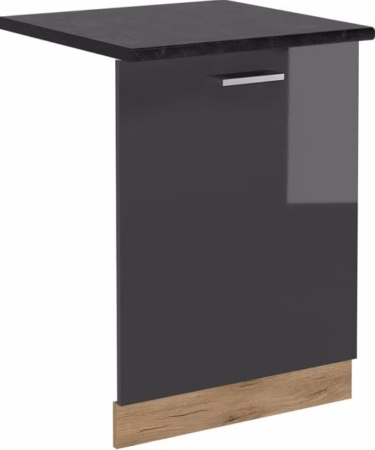 Pannello frontale per lavastoviglie da incasso Vicco R-Line Antracite lucido e Rovere dorato, Larghezza: 60 cm