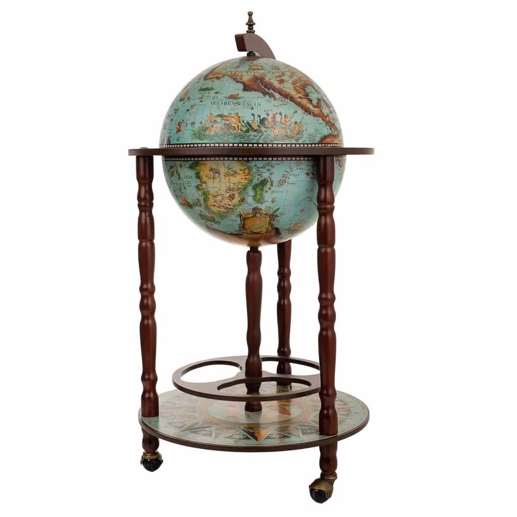 Mobile porta bottiglie globo terrestre Wanderlust Deco multicolore con finitura antique L/P/H: 44,3 x 44,3 x 87 cm – 2