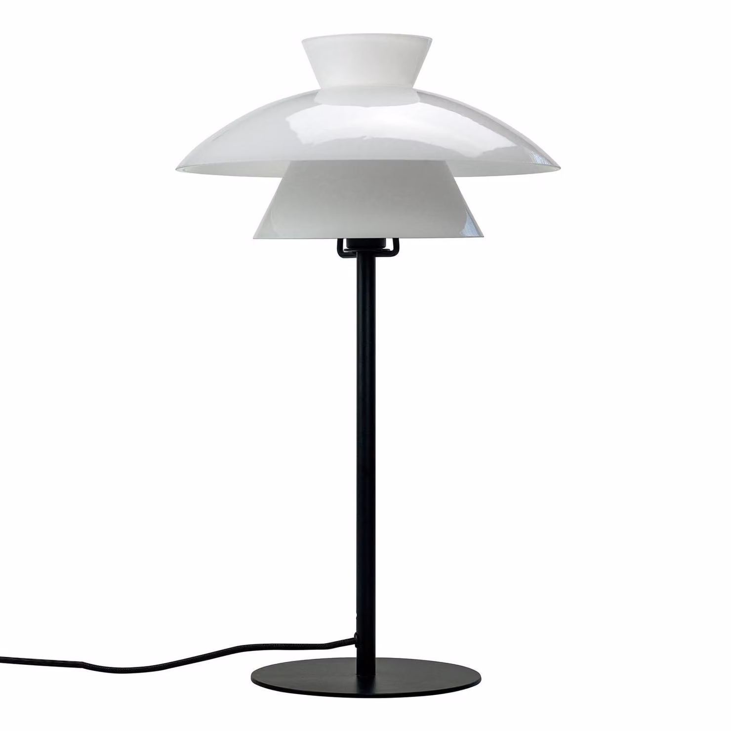 Dyberg Larsen Lampada da tavolo Valby, Bianco / Opale, Soggiorno / Sala da pranzo, Vetro, Scandinavo, Lampada da tavolo