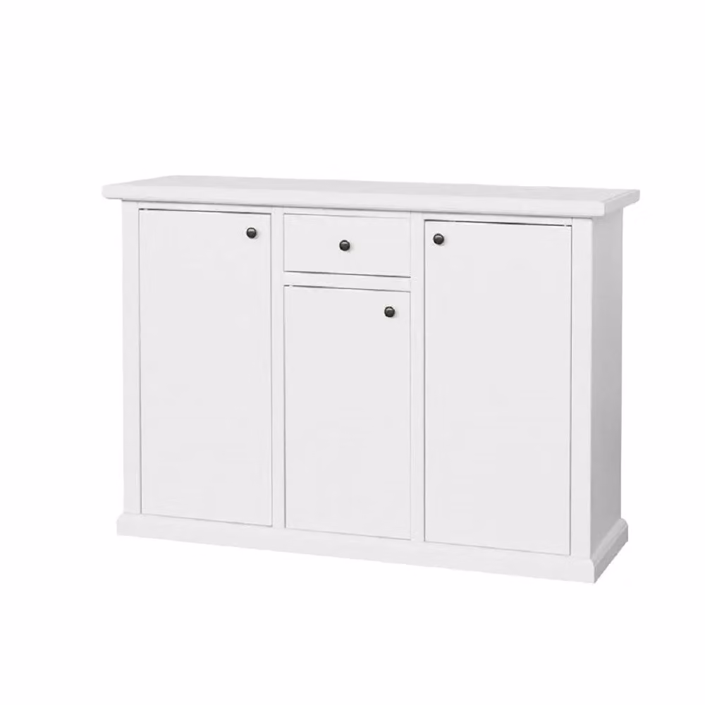 Madia credenza in legno con 3 porte bianco opaco Mobili 2G L/P/H: 120 x 40 x 88 cm – 2