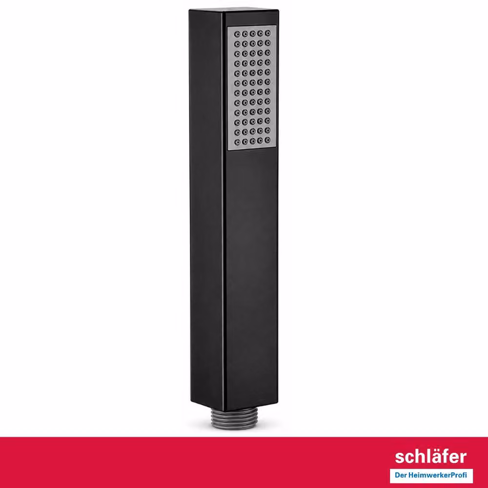 Schläfer 1303035 | Doccetta Quadrata Bagno Nero Opaco Abs - Telefono Doccia - Doccino Monogetto Anticalcare Minimal Attacco 1/2 Pollice (20.86mm) Impugnatura Ergonomica Modello Kubika