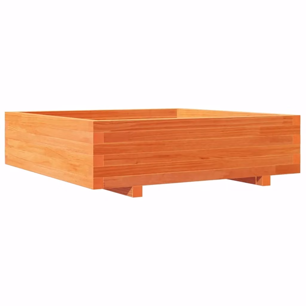 Fioriera da giardino Design Mania in legno massello di pino marrone, contenitore per piante L: 90 cm, P: 90 cm, H: 26,5 cm – 2