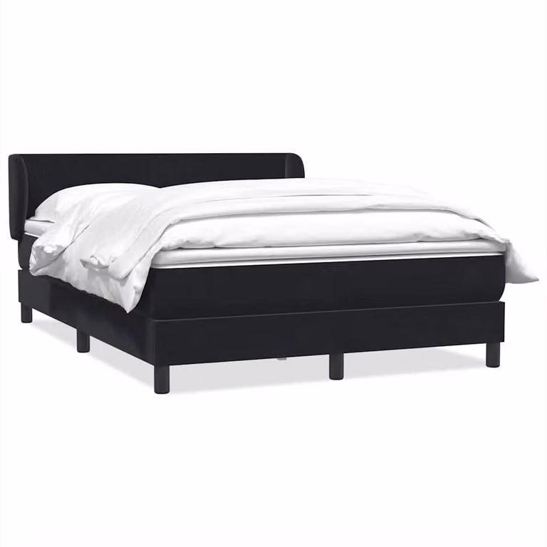 vidaXL Giroletto a Molle con Materasso in Velluto Nero L: 163 cm, P: 88 cm, H: 213 cm