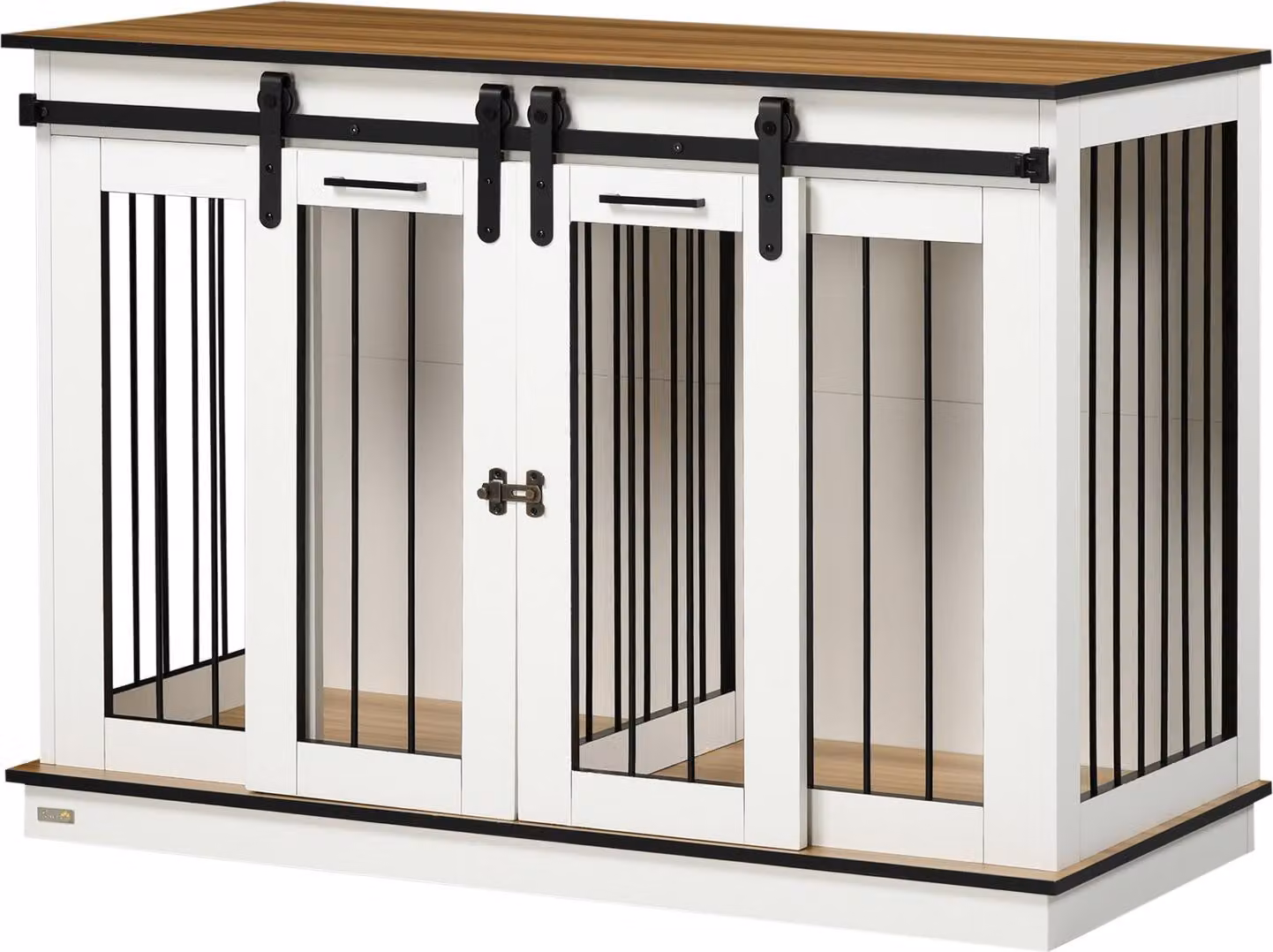 Gabbia per cani, Gabbia per animali domestici, Cuccia per cani con opzione due stanze per cani di taglia media, Gabbia per cani con doppie porte, Cuccia per cani, Bianco, 120 x 60 x 88,5 cm Aosom