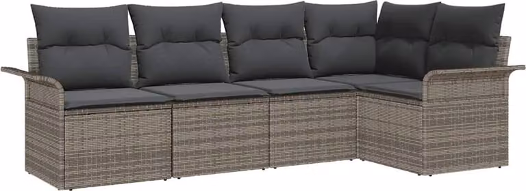Set Divano da Giardino 5 pcs Grigio polyrattan
