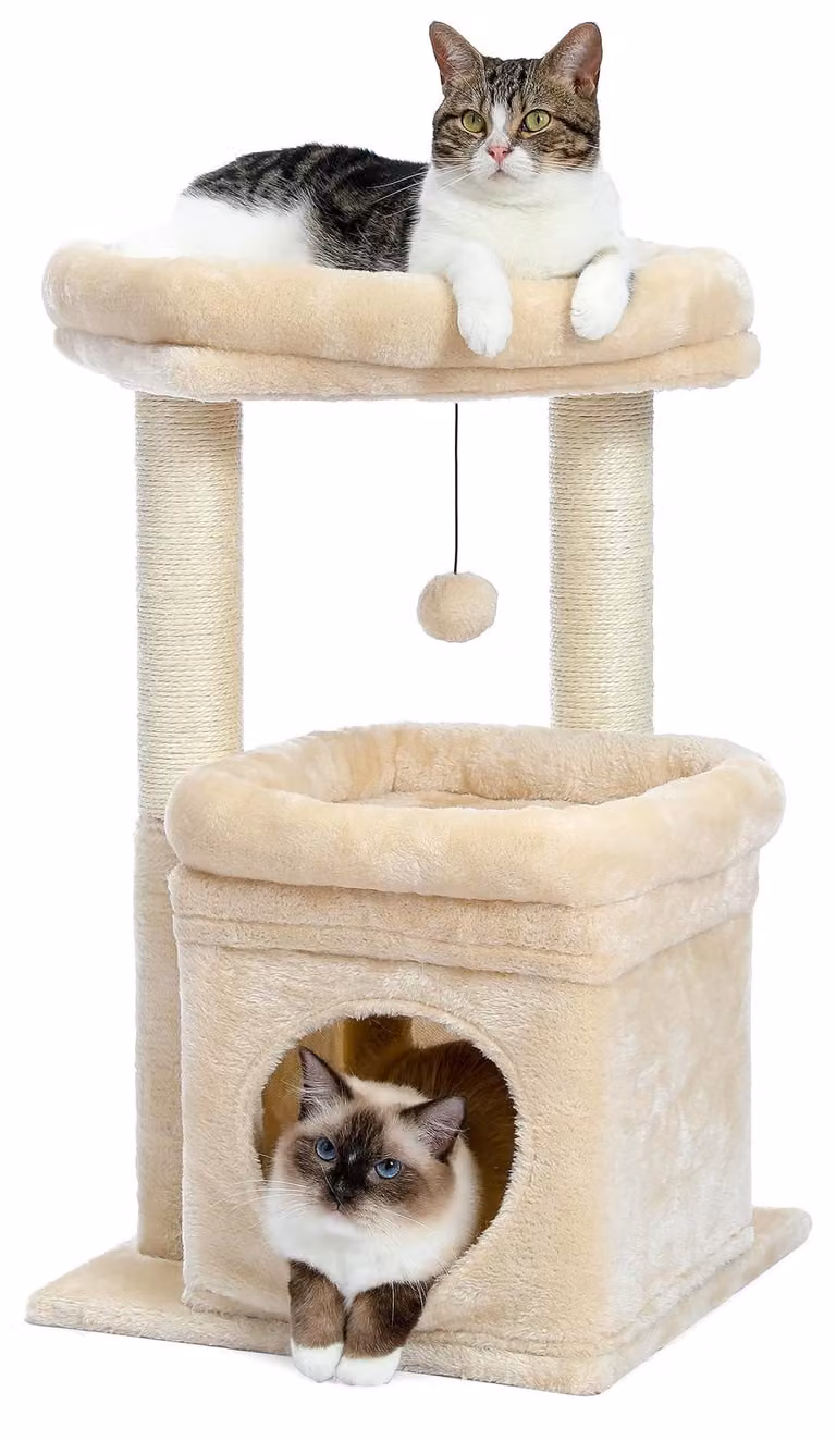 Albero per gatti tiragraffi - Sisal - Più livelli - Cuccia e posto relax - 40 x 30 x 8 cm