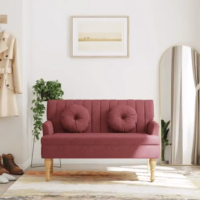Panca Design Mania con Cuscini in Tessuto Rosso, L: 113 cm, P: 64,5 cm, H: 75,5 cm