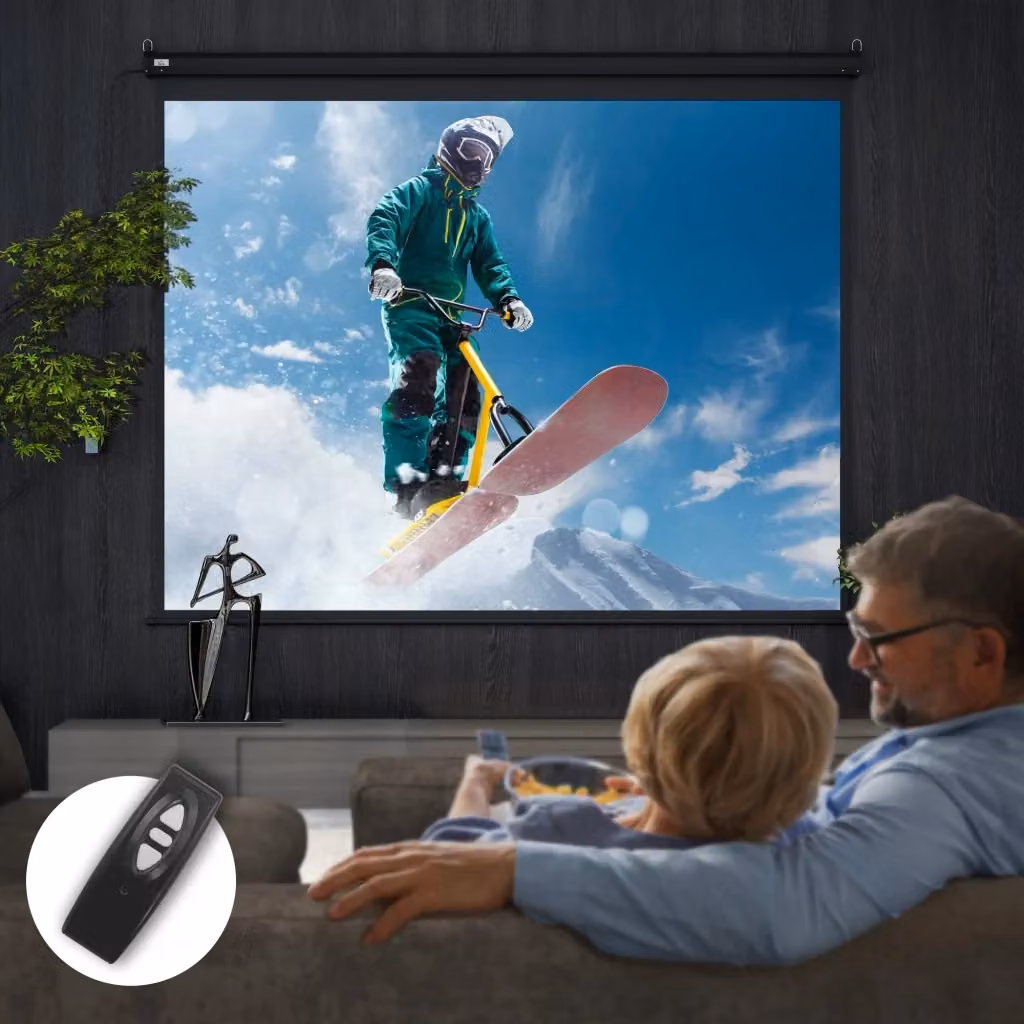 Telo per Proiettore GIORDANOSHOP da 120 pollici con Telecomando, Formato 4:3, L 244 x H 183 cm, Nero e Bianco – 2
