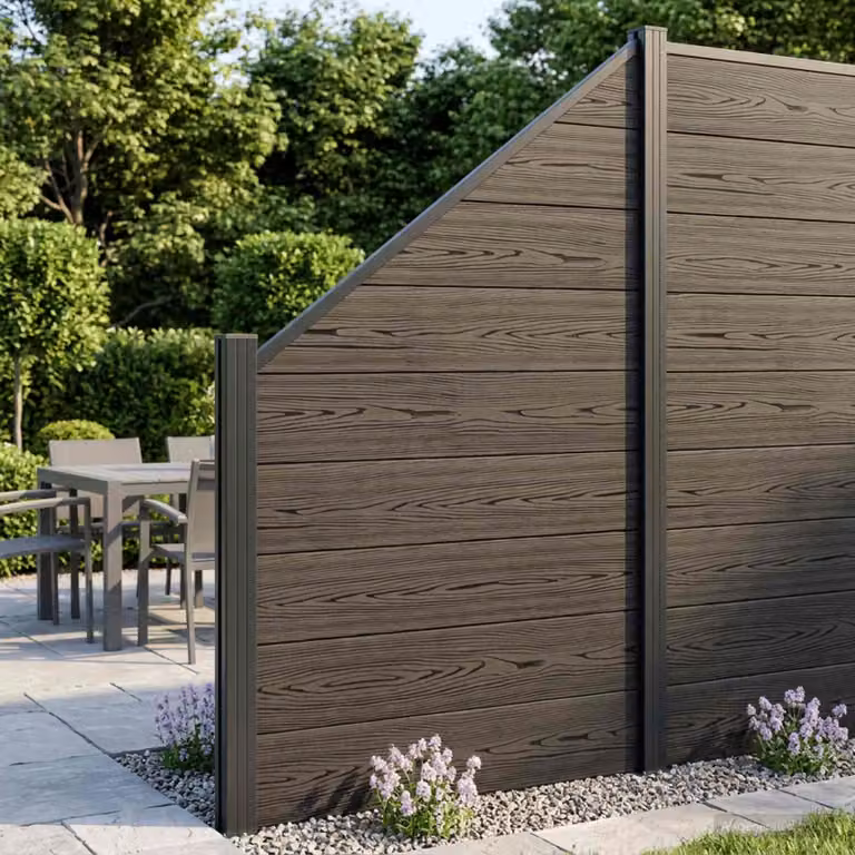 Set di recinzione vidaXL in WPC e alluminio nero, opaco, L: 95 cm, H: 180 cm