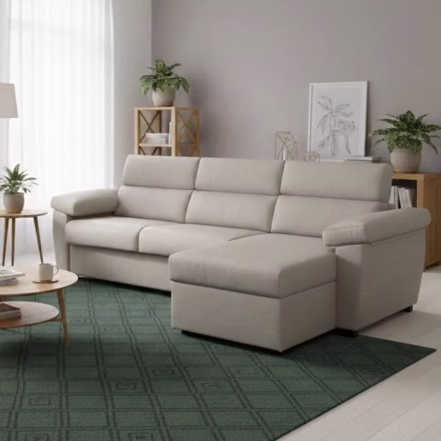 Divano Letto Tolle DMORA con Penisola Sfoderabile Beige L/P: 285 x 160 cm – 1