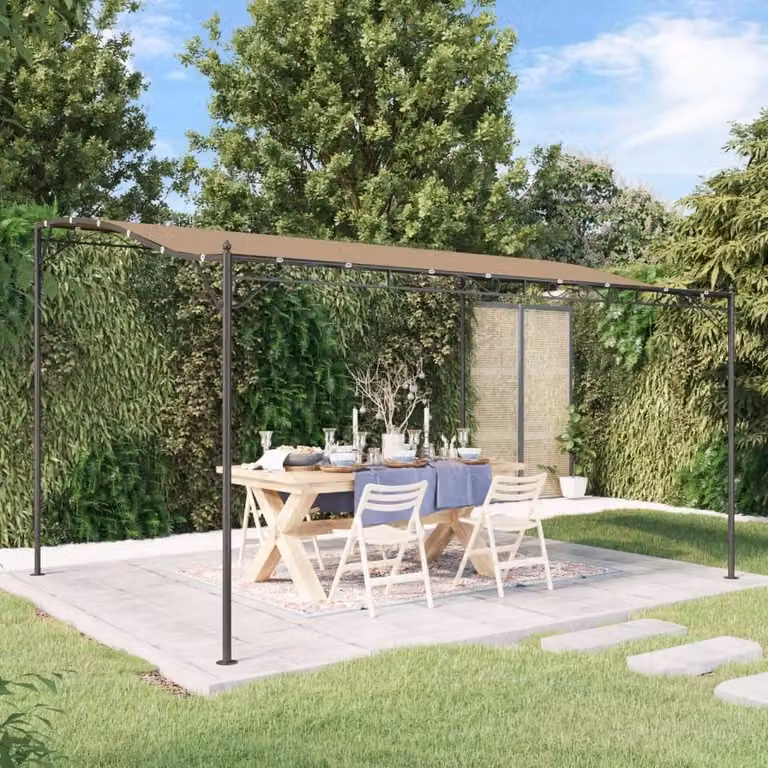 The Living Store Tenda da sole Taupe 4x3 m 180 g/m² tessuto e acciaio