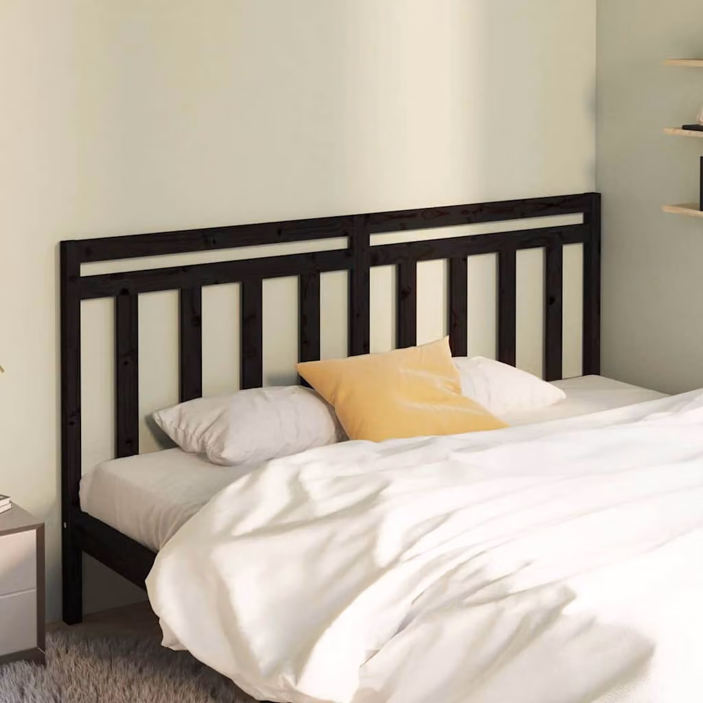 Testiera per letto vidaXL in legno massello di pino nero, stile rustico, L: 186 cm, P: 4 cm, H: 100 cm