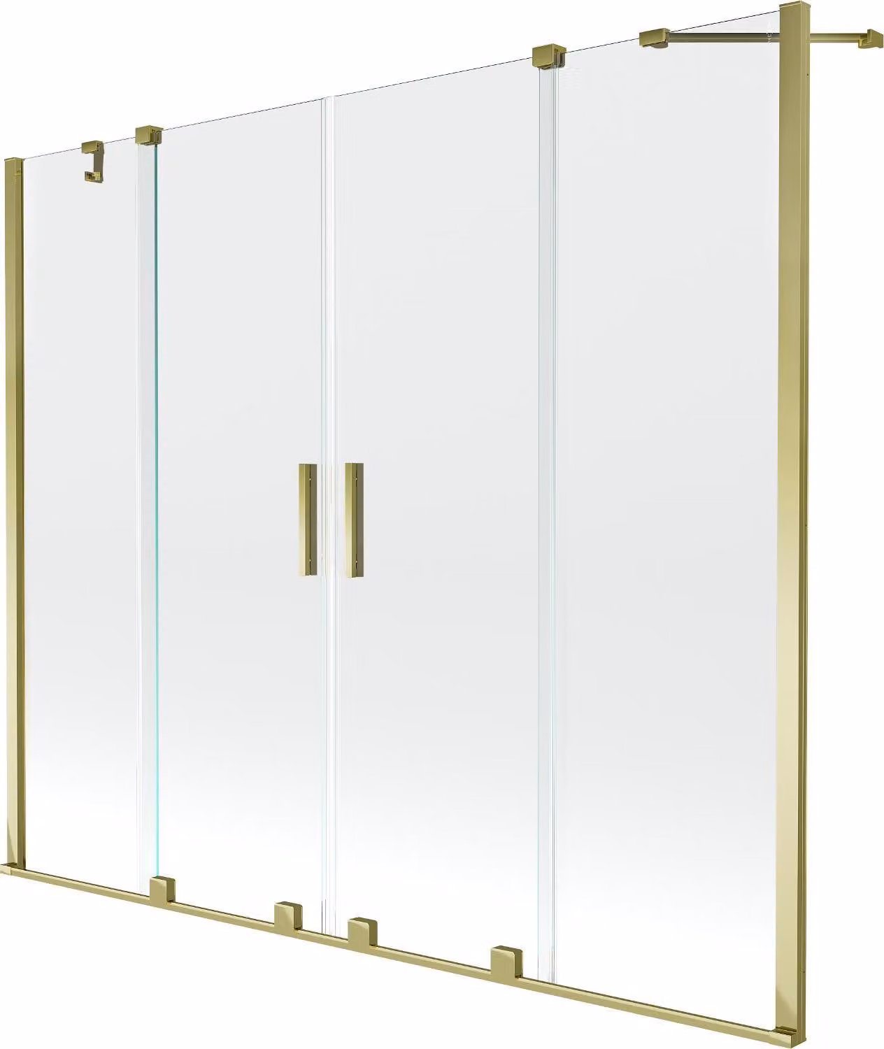 Mexen Velar Duo parete doccia vasca 2 ante scorrevoli 200 x 150 cm, trasparente, oro - 896-200-000-02-50