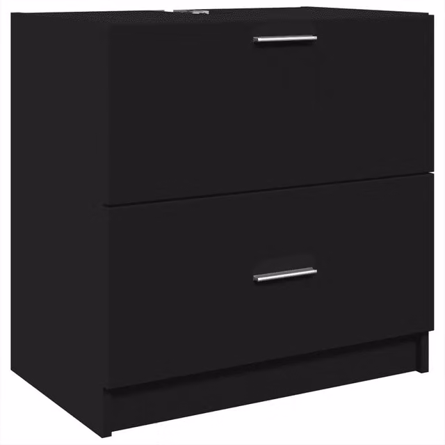 Mobile Lavabo Moderno DESIGN IN Nero Opaco con Cassetti e Ante, Sospeso, L: 59 cm, P: 37 cm, H: 59 cm