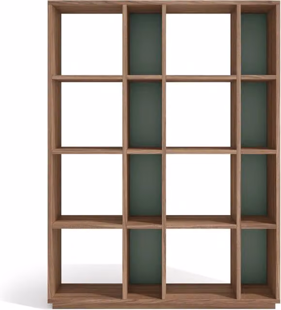 Libreria componibile Herdasa 16 vani effetto finitura noce verde