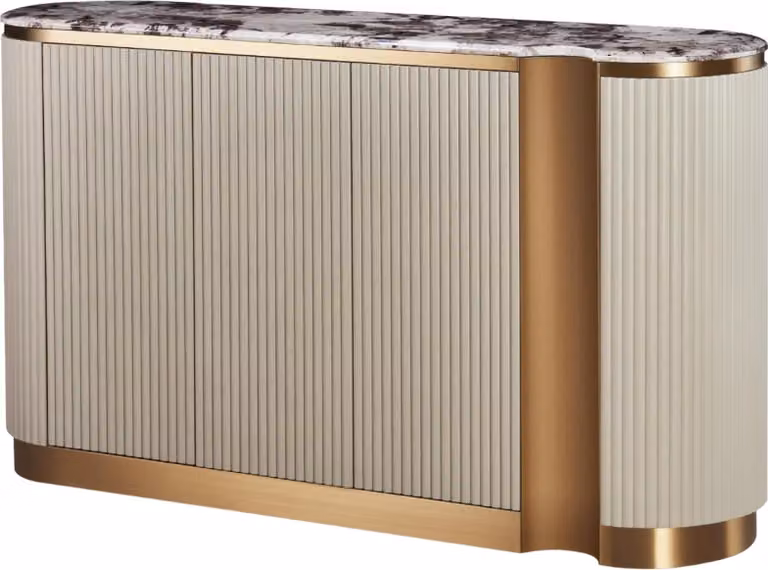 Credenza FURNLUX Stylish Beige And Marble White And Gold 158cm / Colore principale: Beige / Dimensioni: 158 x 88 x 40 cm