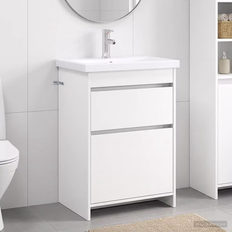 Mobile lavabo moderno vidaXL bianco con cassetti e ante L/P/H: 61 x 40 x 84,5 cm