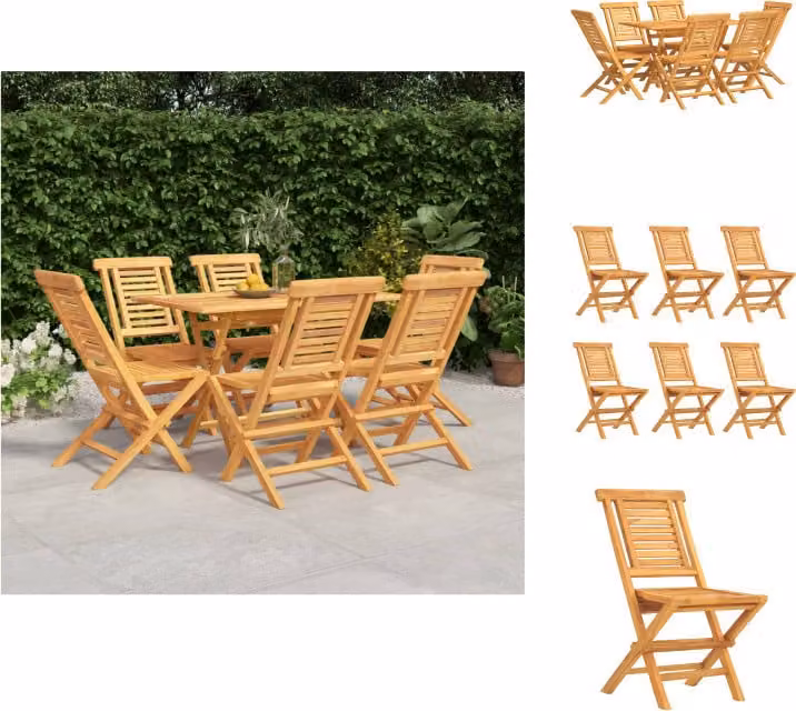 vidaXL set da pranzo da giardino 7 pezzi in teak massiccio - Set di mobili da giardino
