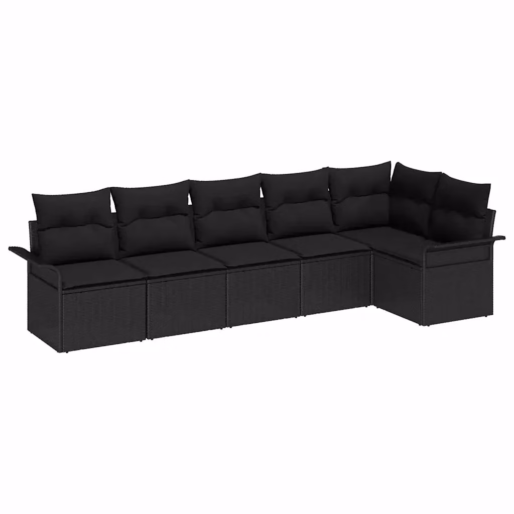 Set Divano da Giardino a L vidaXL Nero con Cuscini e Tavolino in Polyrattan e Acciaio – 2
