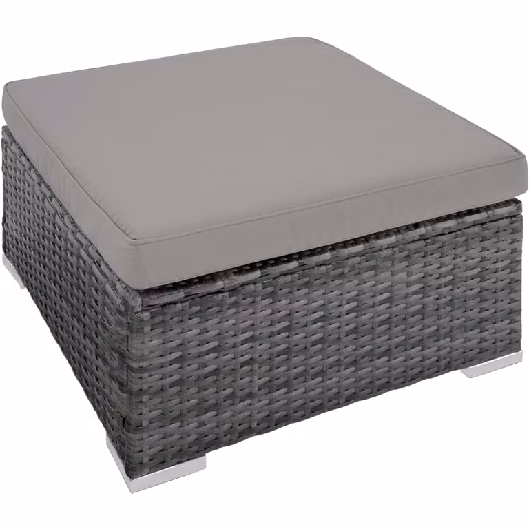Set da giardino Venezia Tectake in polyrattan grigio con cuscini e tavolino coordinato