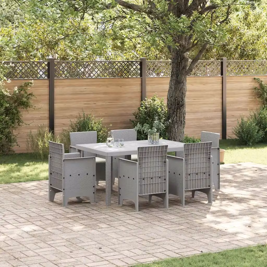 Set da pranzo per giardino e terrazza vidaXL in 7 pezzi in rattan grigio chiaro – 1