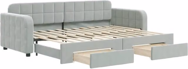Divano letto | Sof¨¤ letto | Letto singolo Estraibile Cassetti Grigio Chiaro 80x200cm Velluto