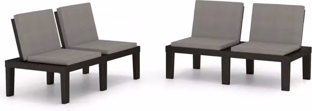 Panchine da Giardino | Panca da Giardino con Cuscini 2 pz in Plastica Grigio