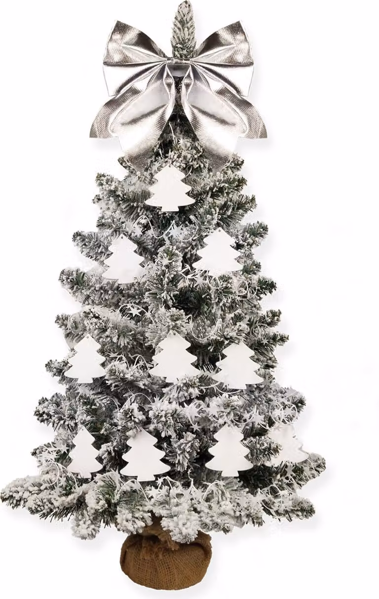 Albero di Natale artificiale decorato BOSCO INNEVATO 60 cm con illuminazione a LED IN VASO
